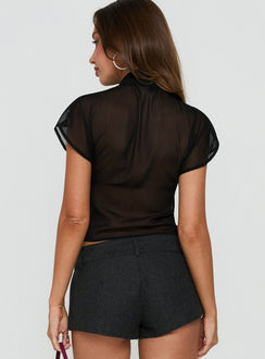 Babetta Keyhole Chiffon-Top Schwarz