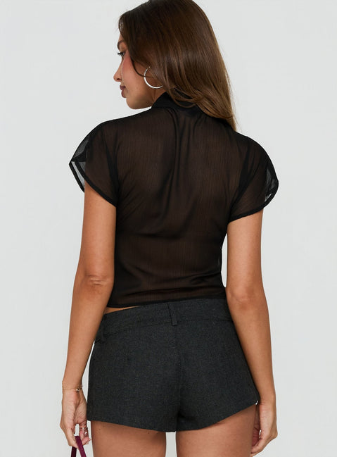 Babetta Keyhole Chiffon-Top Schwarz