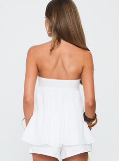 Estellar Strapless Tie Detail Top White