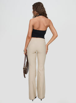 back view of model wearing Princess Polly Kinkirk Flared Pants Taupe Petite 