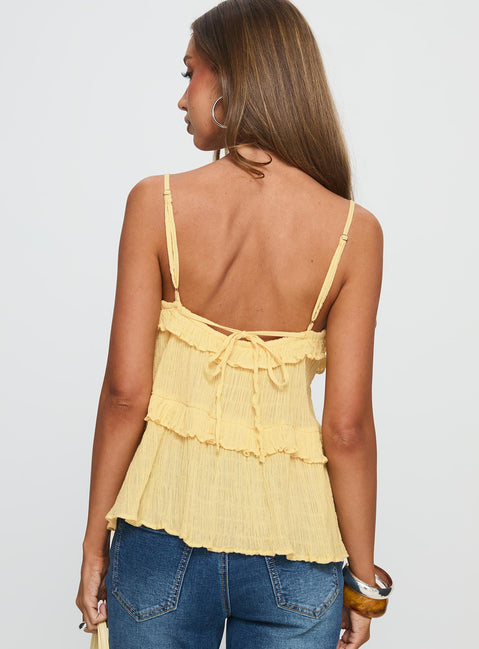 Jorjia Ruffle Cami Top Yellow