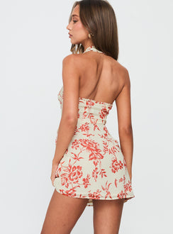 Taija Wrap Mini Dress Orange / Cream Floral