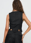 back view of model wearing Princess Polly Isibel Vest Black Sleeveless Crew Neck 