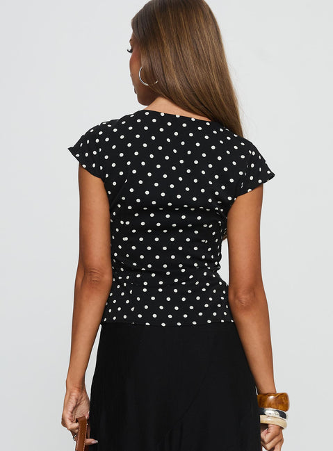 Indulgence Corset Top Black Polka