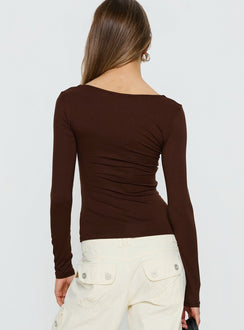 Serelle Langarm-Bustier-Oberteil Schokobraun