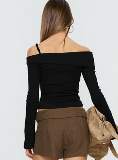 Elyana Layered Cut Out Long Sleeve Top Black