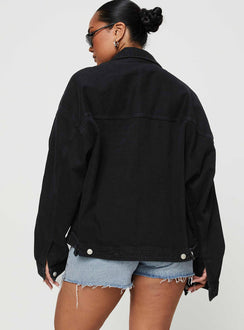 back view of model wearing Princess Polly Laurena Denim Shorts High Waisted Shorts 