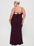 back view of model wearing Princess Polly Modernise Maxi Dress Scarlett Curve Sweetheart Neckline 