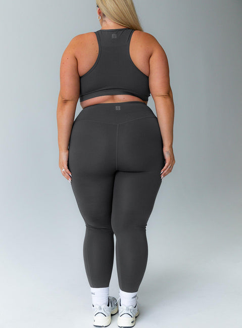 Grey leggings Featuring a high waisted design & twin slip leg pockets