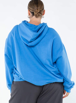 Princess Polly Hoodie Sweatshirt Bubble Text Blue / Yellow Curve regular 