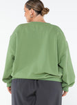 Princess Polly Crew Neck Sweatshirt Collegiate Text Green Curve Princess Polly  regular 