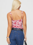 back view of model wearing Princess Polly Attention On Me Top Pink Sleeveless V-Neck 