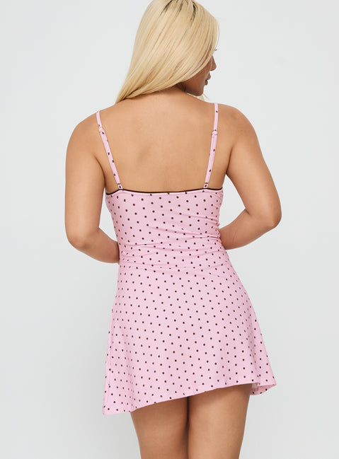 Sleep Schedule Sleep Mini Dress Pink Polka