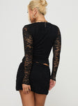 Morgynne Lace V Neck Set Black