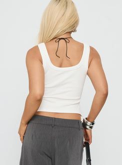 Baseline Button Front Rib Tank Top White