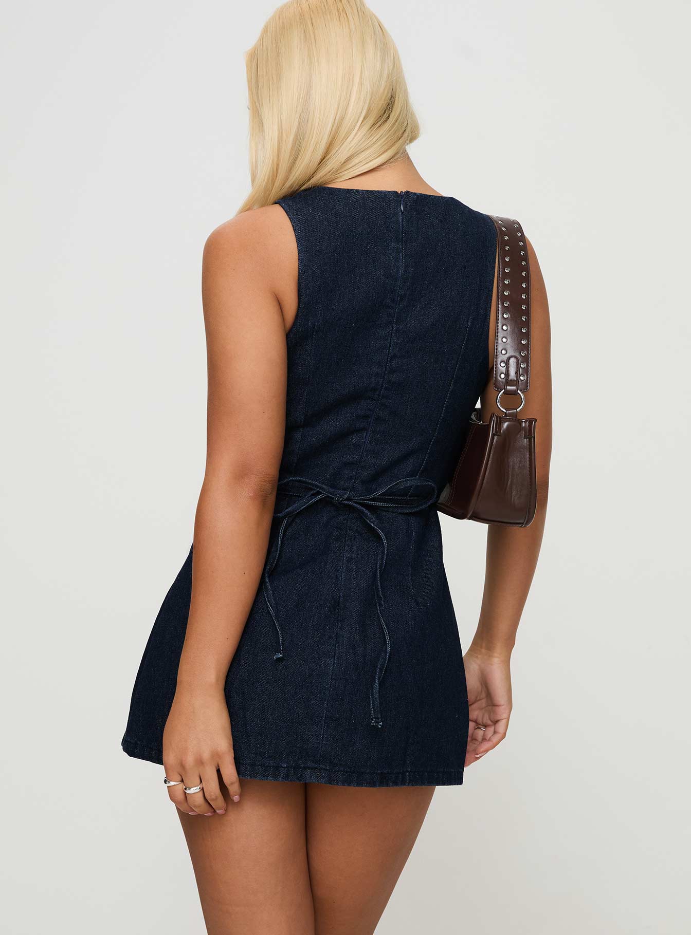 Ainsleigh Shift Denim Romper Mid Wash | Princess Polly