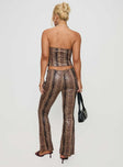 back view of model wearing Princess Polly Slither Pants Snake Print Low Rise Pants 