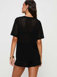 Black Matching set Knit material, v neckline, button fastening, elasticated waistband, scalloped hem