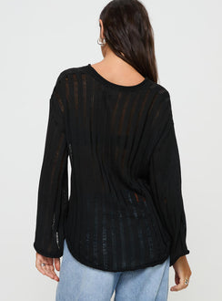 back view of model wearing Princess Polly Ambra Sweater Black regular 