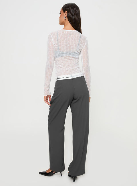 back view of model wearing Princess Polly Tennent Low Waist Pants Slate Mid Rise 