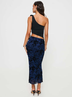 back view of model wearing Princess Polly Catrina Maxi Skirt Navy Midi Skirts 