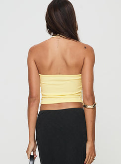 back view of model wearing Princess Polly Youve Got The Love Top Yellow Sleeveless Scoop Neck 
