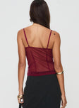 back view of model wearing Princess Polly Singers Top Red Sleeveless V-Neck 