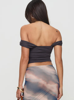 back view of model wearing Princess Polly Moonflower Top Grey Sleeveless straight 