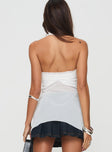 back view of model wearing Princess Polly Butterflies Galore Top White Sleeveless Plunger 