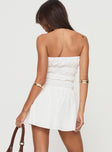 Strapless mini dress Elasticated, tie details at waist  Good stretch, fully lined