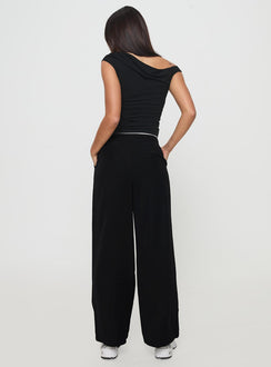 back view of model wearing Princess Polly Burna Pants Black High Waisted Pants 