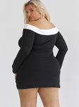 product Princess Polly Boat Neck  Anya Mini Dress Black / White Curve