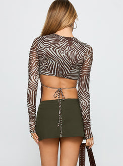 back view of model wearing Princess Polly For The Thrill Skort Green 