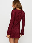 Malop Long Sleeve Mini Dress Burgundy