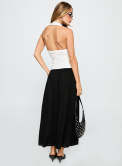 back view of model wearing Princess Polly Human Nurture Maxi Skirt Black Maxi 