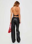 Princess Polly Mid Rise  Herro Faux Leather Pants Washed Black