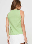 back view of model wearing Princess Polly Give Me A Sign Top Green Sleeveless V-Neck 