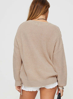 Lack Of Love Cable Knit Sweater Beige Princess Polly  regular 