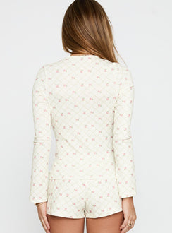 Captivation Tie Up Sleep Cardigan Pink Floral