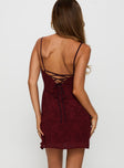 South Of France Mini Dress Burgundy