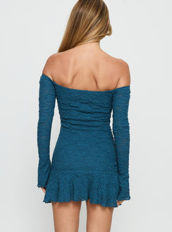 Vancesca Off Shoulder Long Sleeve Mini Dress Navy