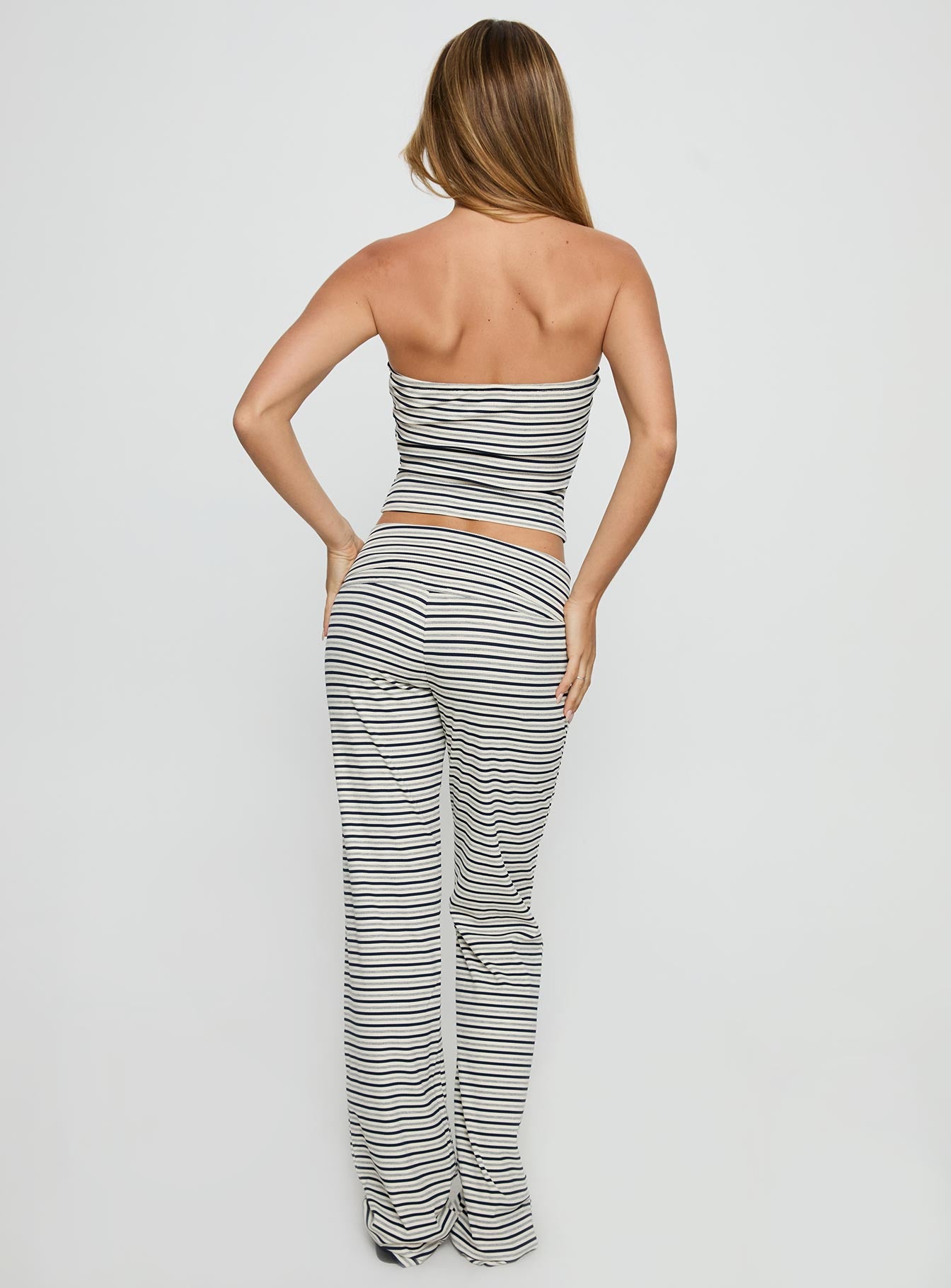 Ace Of Spades Strapless Set Navy / Grey Stripe