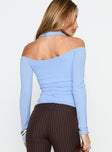 Shivers Halter Long Sleeve Top Blue