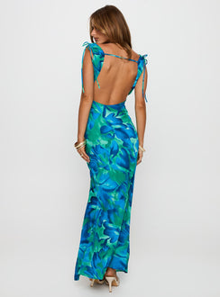 back view of model wearing Princess Polly Symphonies Cowl Maxi Dress Multi Cowl Neck 