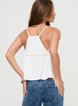 back view of model wearing Princess Polly Praia Top White Sleeveless Square Neck 