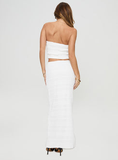 Matching set Strapless style, shirred material, invisible zip fastening, elasticated waistband, split in hem at side Non-stretch material, fully lined 