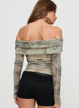 back view of model wearing Princess Polly Fossi Strapless Top Multi Full Sleeves straight 