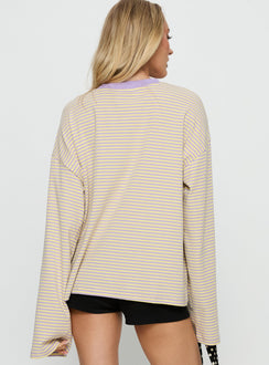 Settle Down Long Sleeve Top Lilac / Lemon Stripe