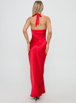 Big Deal Halter Maxi Dress Red