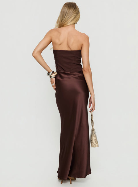 Lulita Strapless Maxi Dress Brown